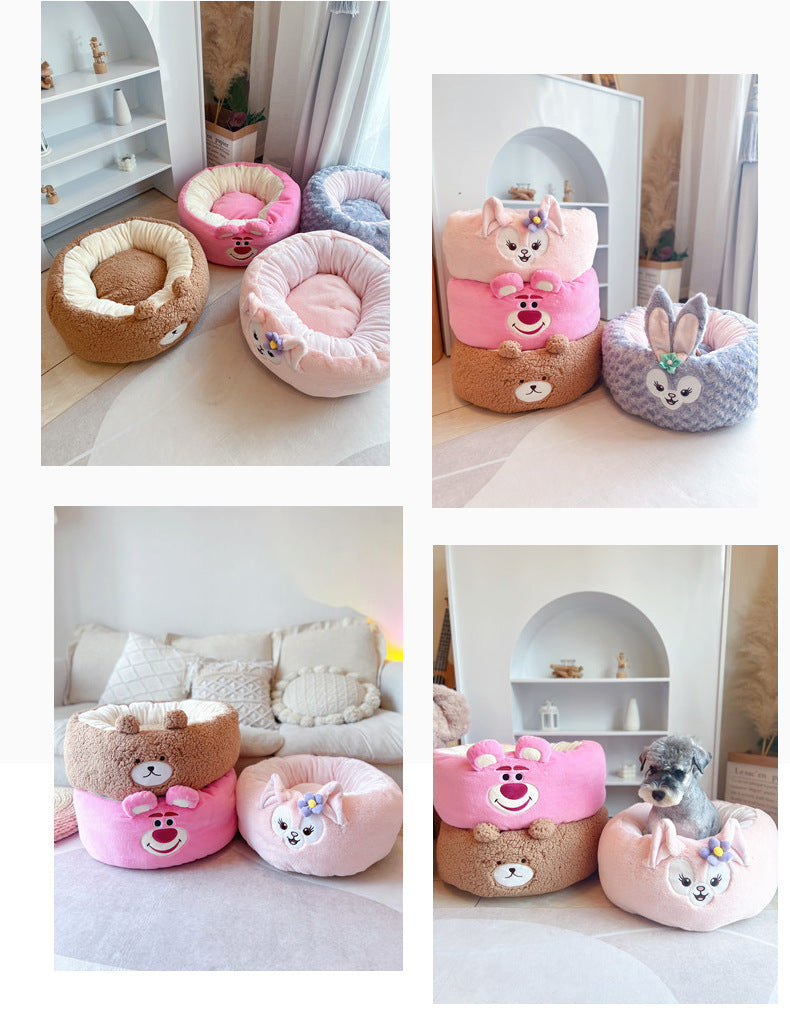 Winter Plush Pet Nest Cushion Round Bed