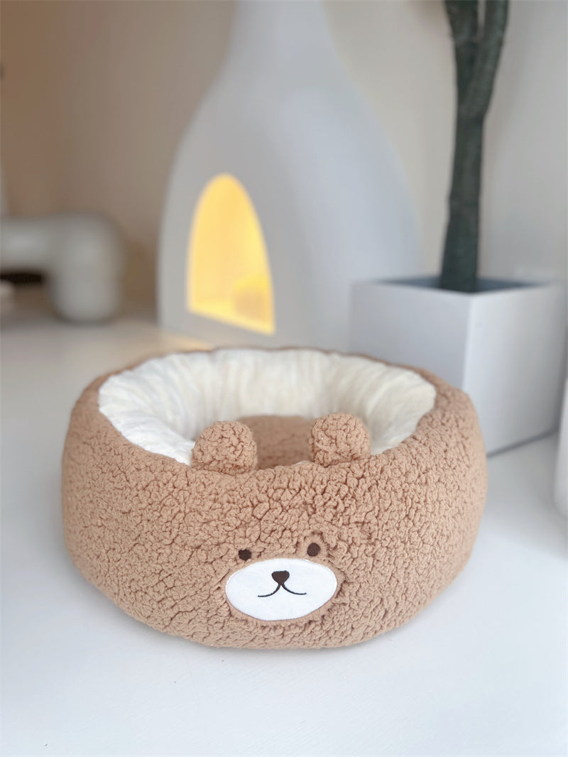 Winter Plush Pet Nest Cushion Round Bed